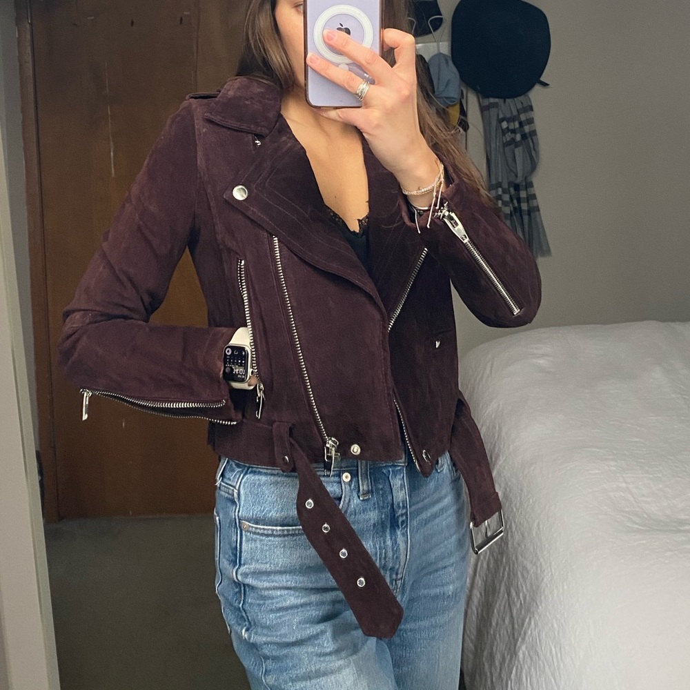 BLANK NYC purple 100% leather jacket, size S